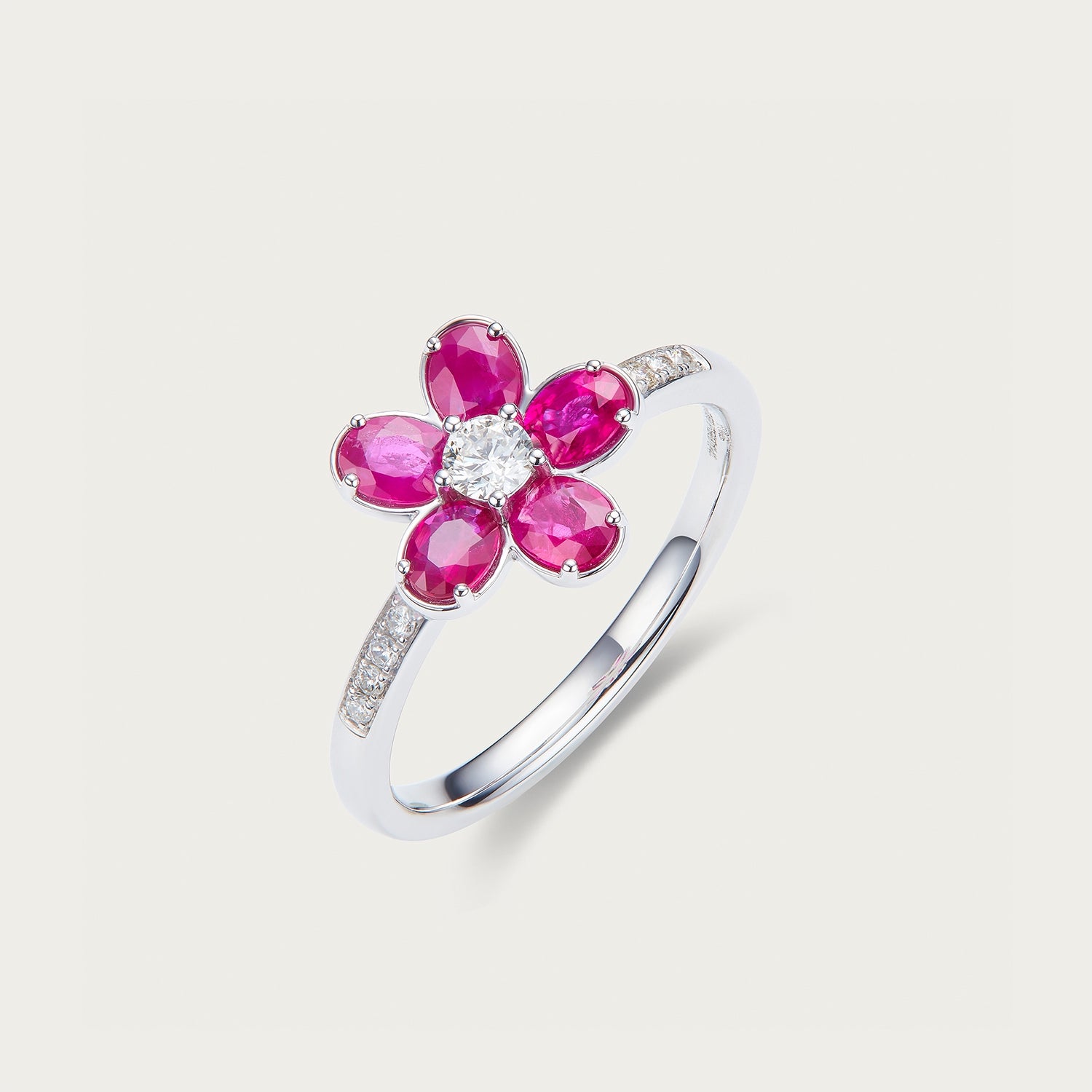 Ruby & Diamond Flower Ring