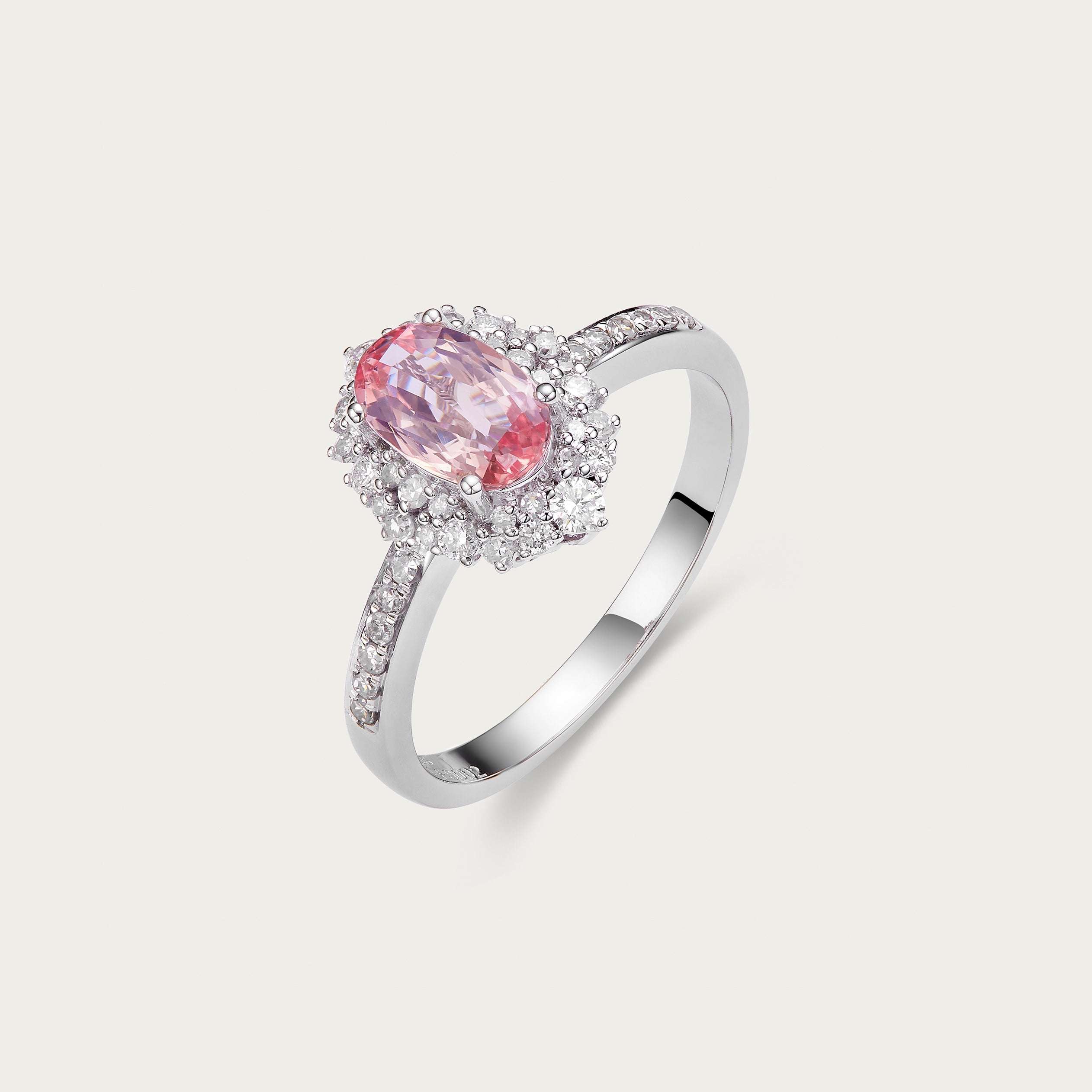 Padparadscha Sapphire & Diamond Ring