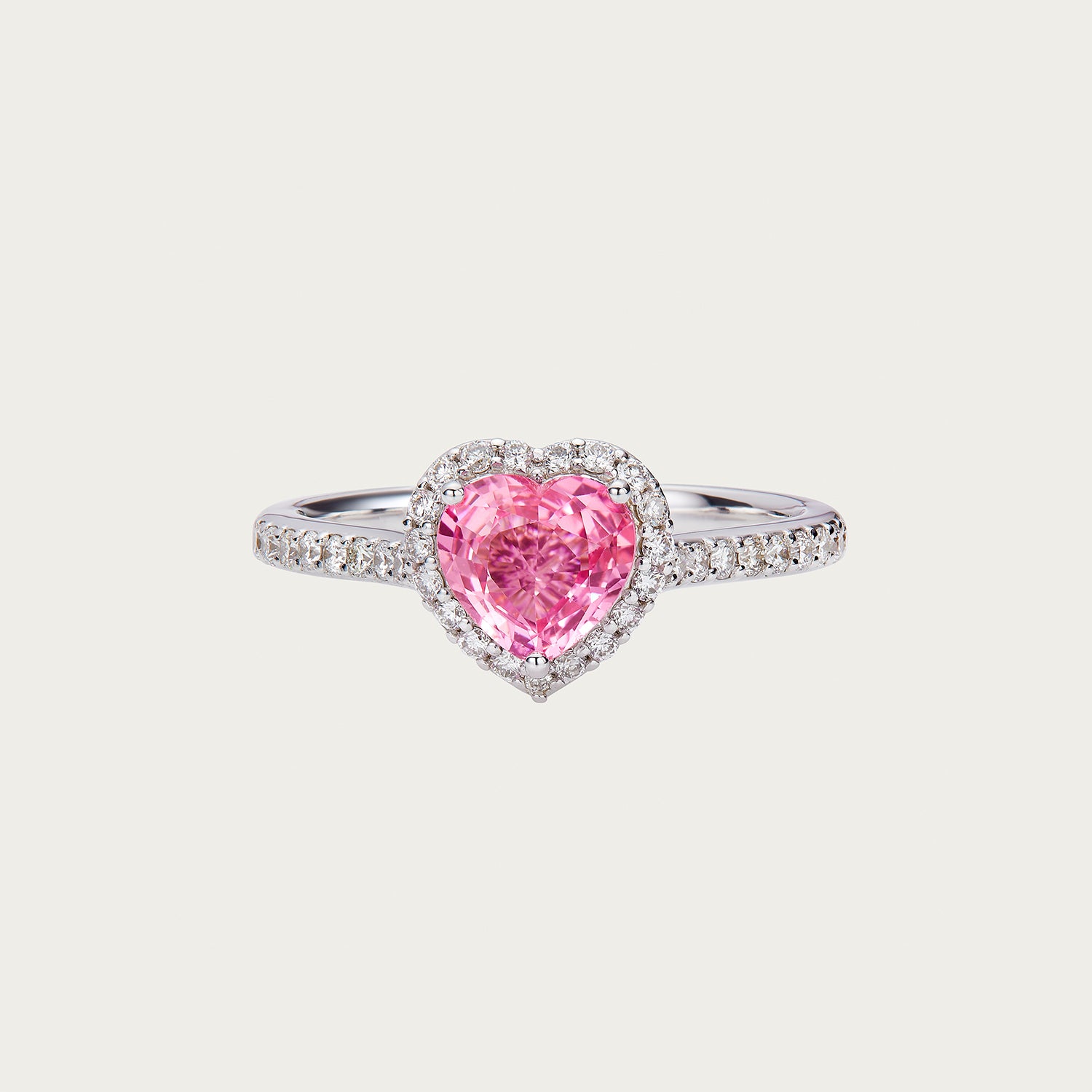 Unheated Pinkish Purple Sapphire & Diamond Ring