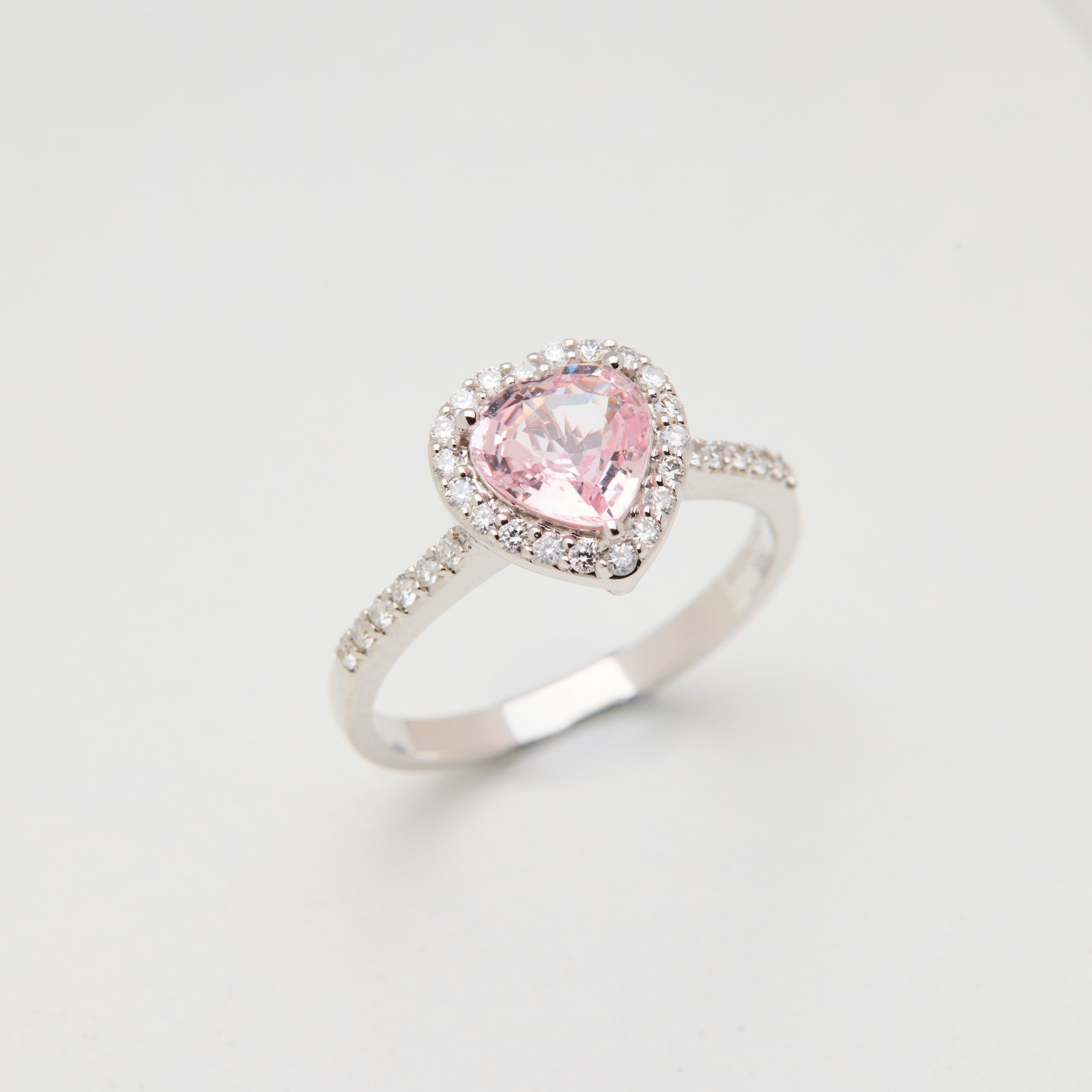 Unheated Peach Sapphire & Diamond Ring