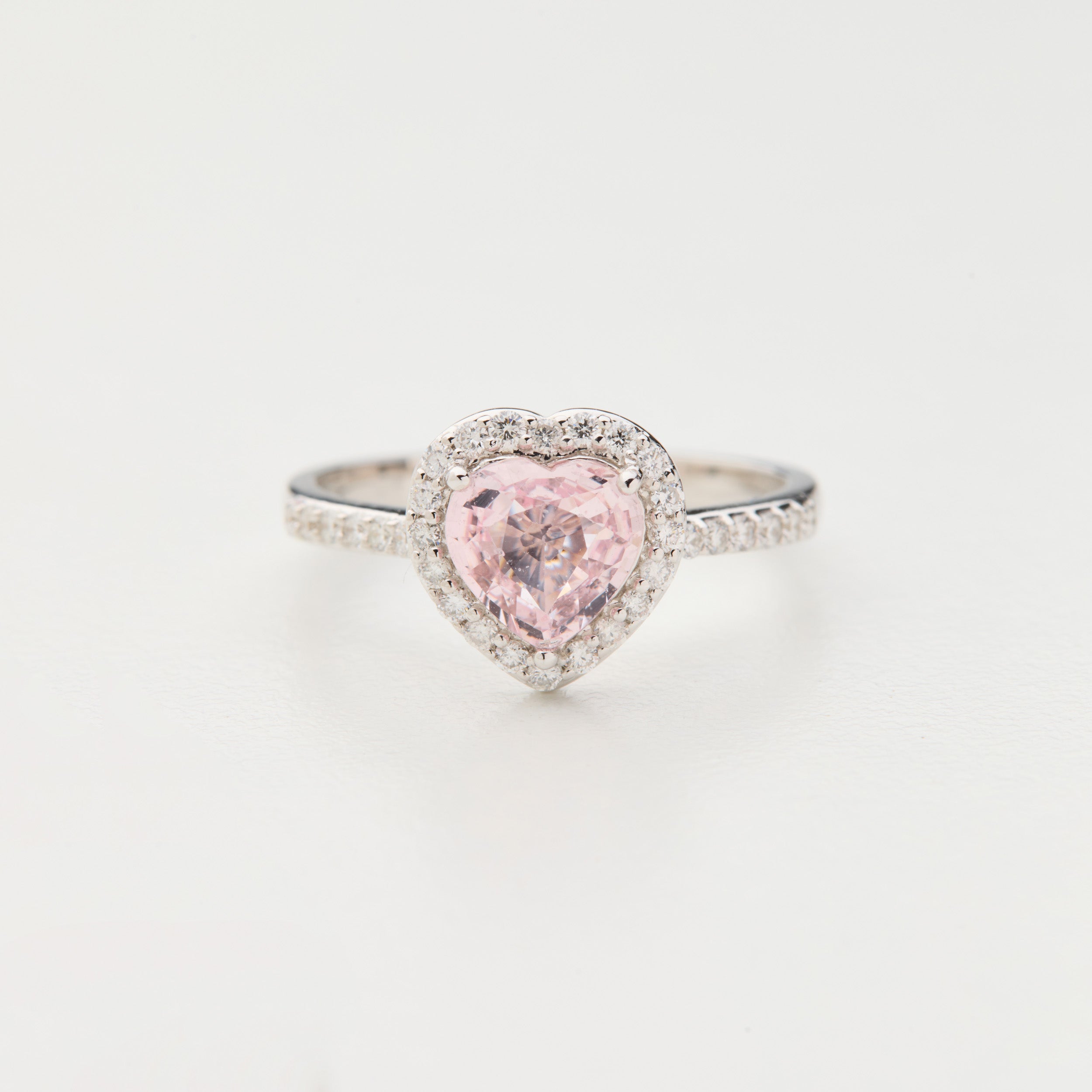 Unheated Peach Sapphire & Diamond Ring