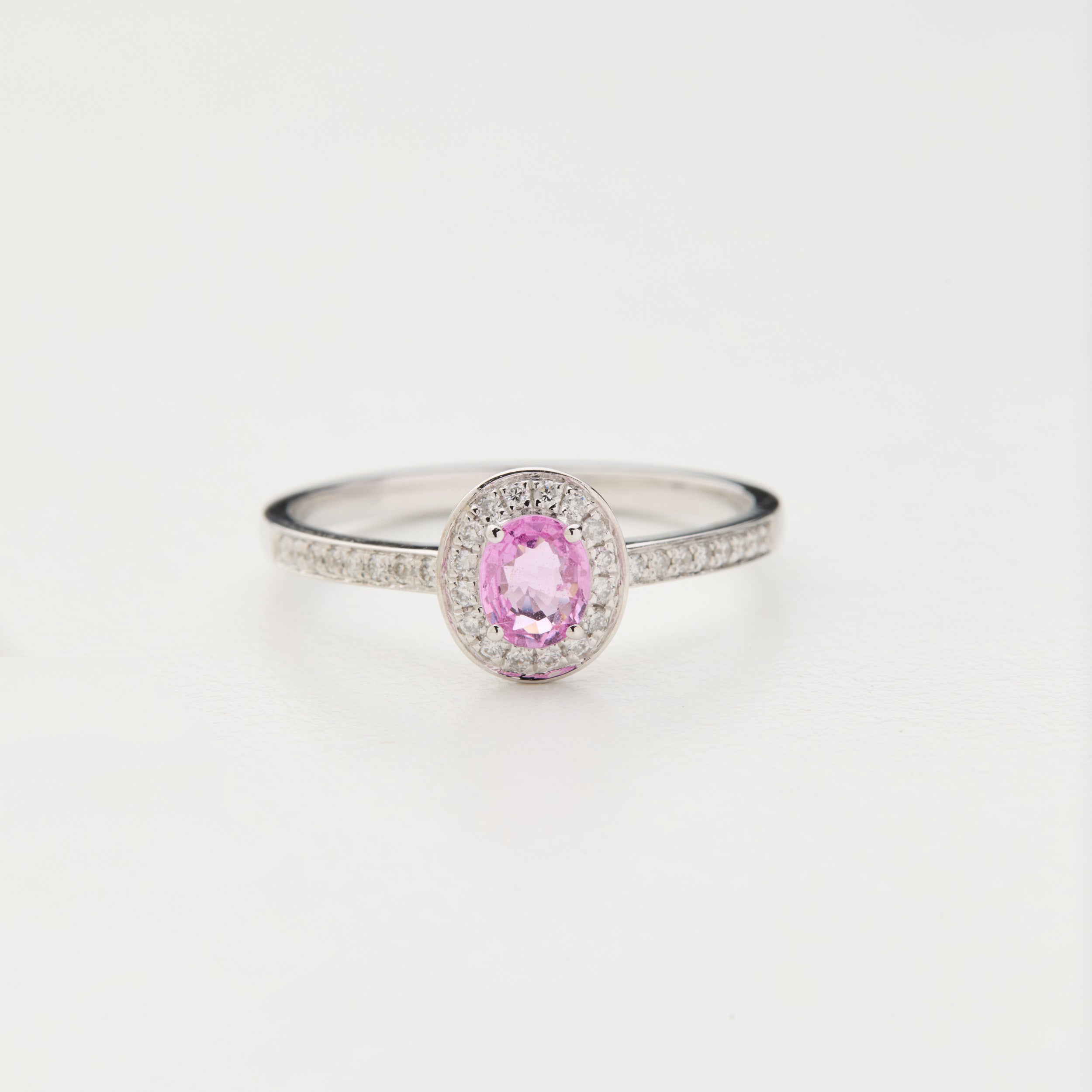 Padparadscha/Pink Sapphire & Diamond Ring
