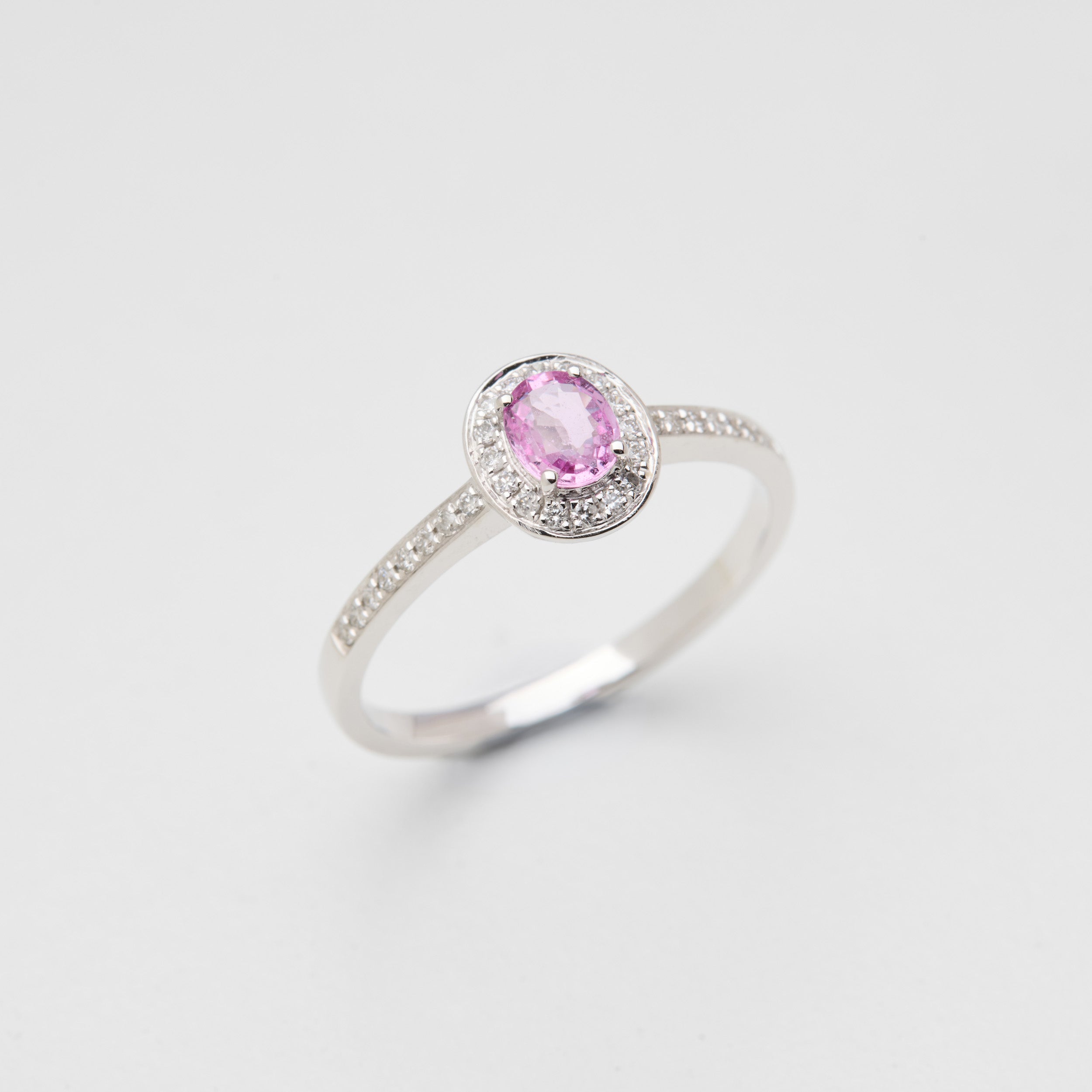 Padparadscha/Pink Sapphire & Diamond Ring